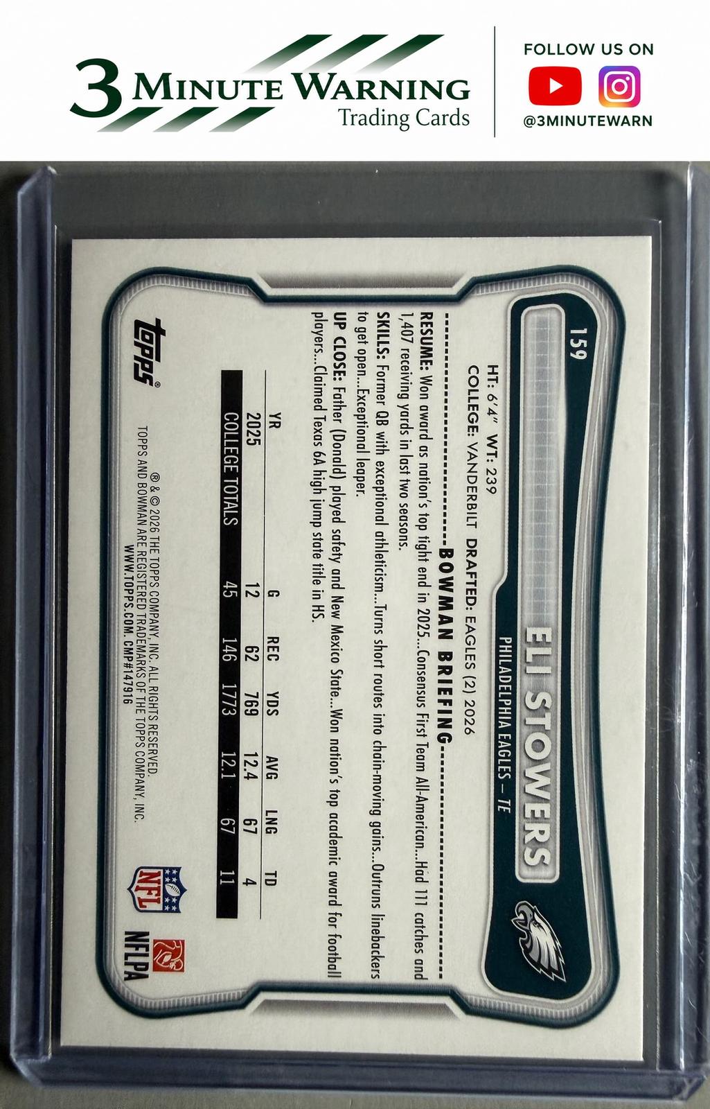2026 Bowman #159 Eli Stowers