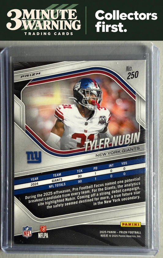 2025 Panini Prizm #250 Tyler Nubin Red White and Blue