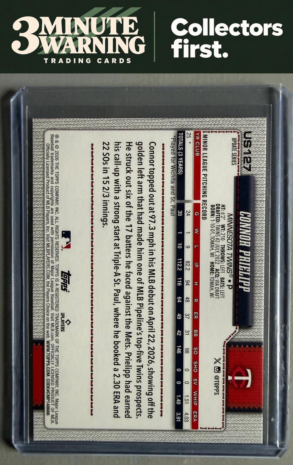 2026 Topps Update #US127 Connor Prielipp