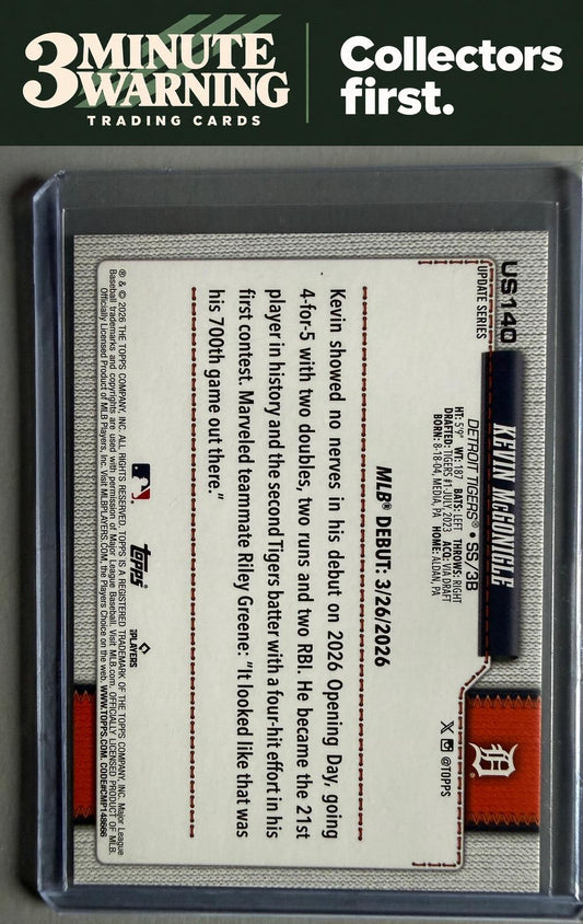 2026 Topps Update #US140 Kevin McGonigle