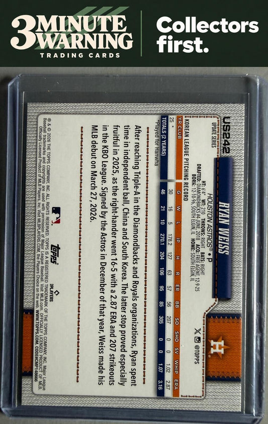 2026 Topps Update #US242 Ryan Weiss