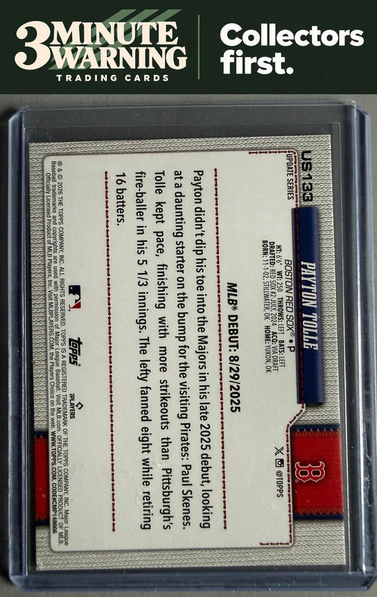 2026 Topps Update #US133 Payton Tolle