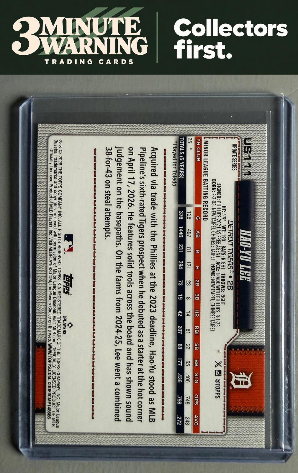 2026 Topps Update #US111 Hao-Yu Lee