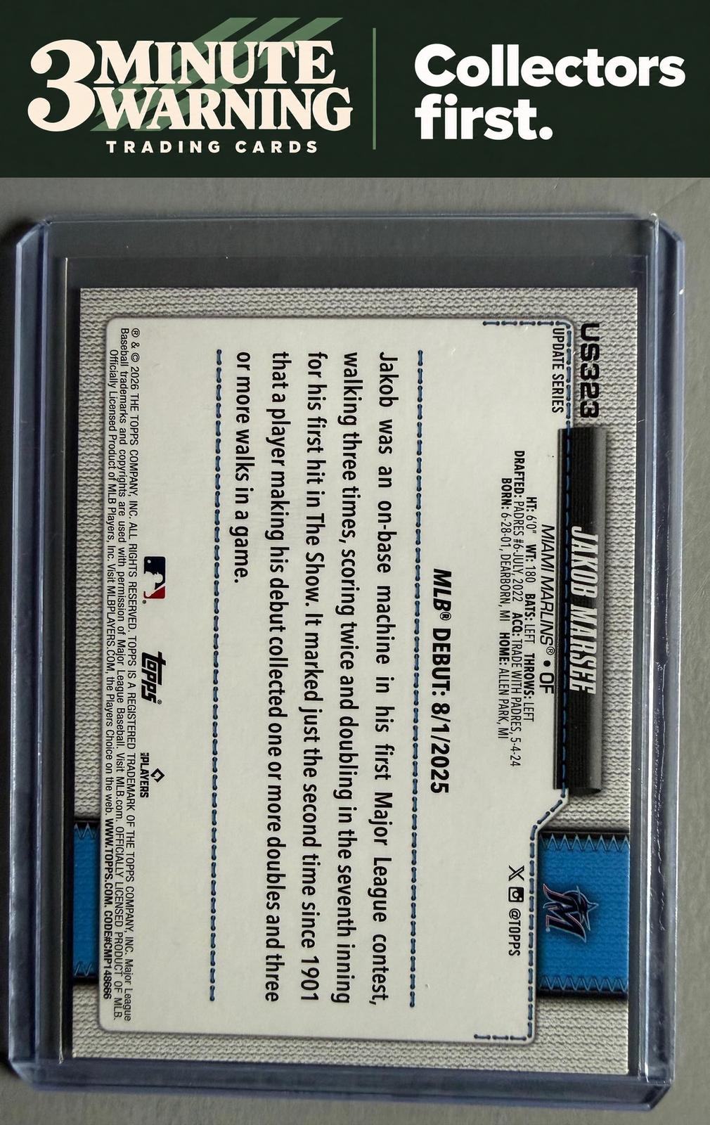 2026 Topps Update #US323 Jakob Marsee
