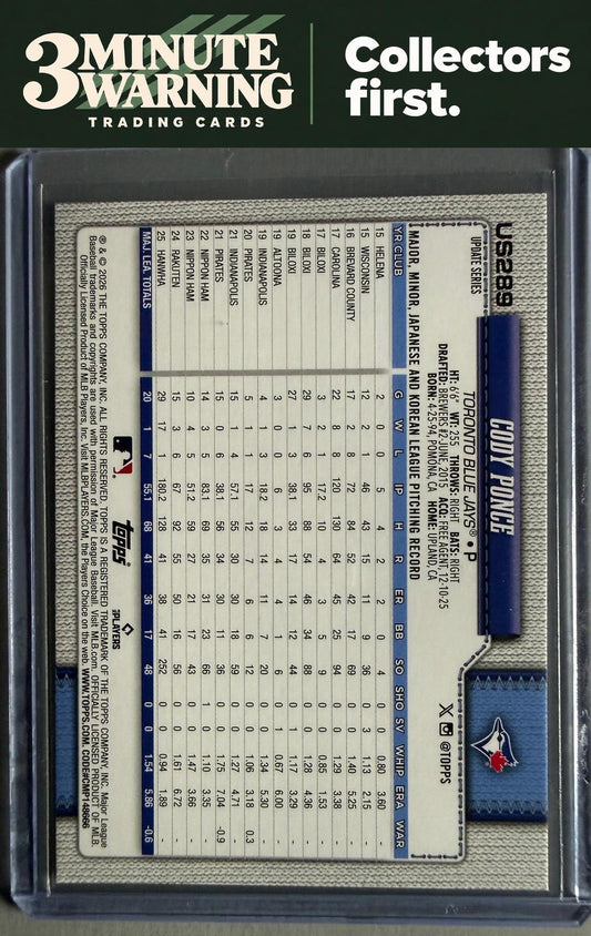 2026 Topps Update #US289 Cody Ponce