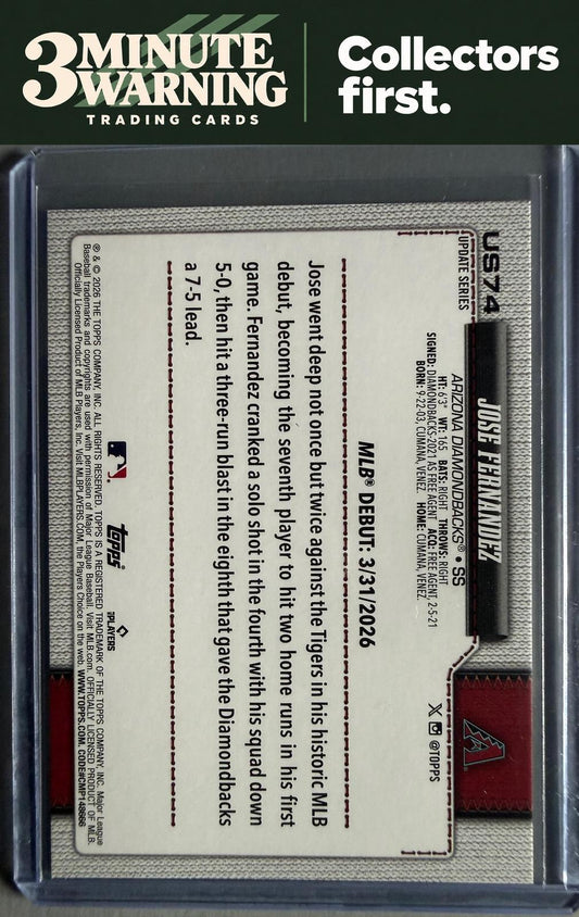 2026 Topps Update #US74 Jose Fernandez