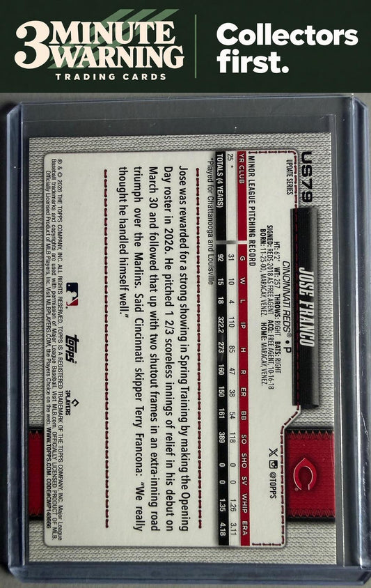 2026 Topps Update #US79 Jose Franco