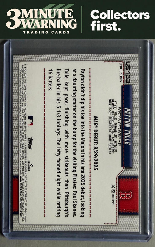 2026 Topps Update #US133 Payton Tolle