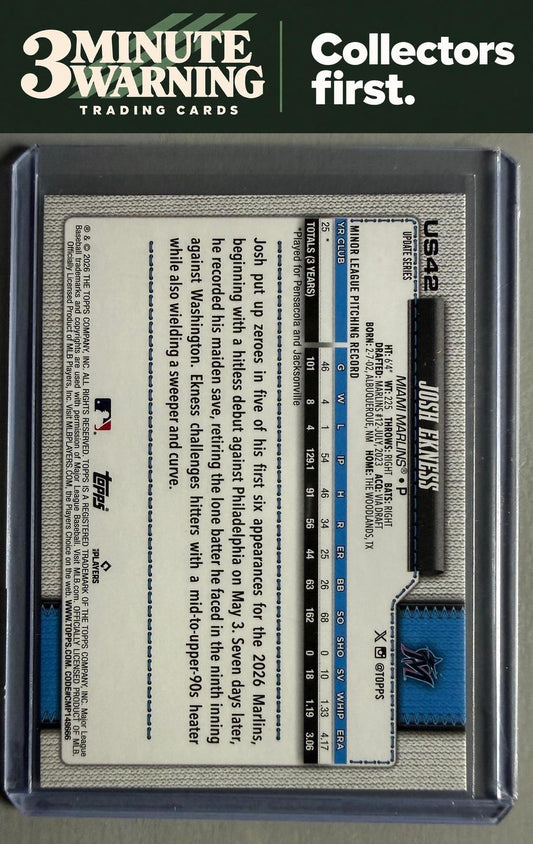 2026 Topps Update #US42 Josh Ekness
