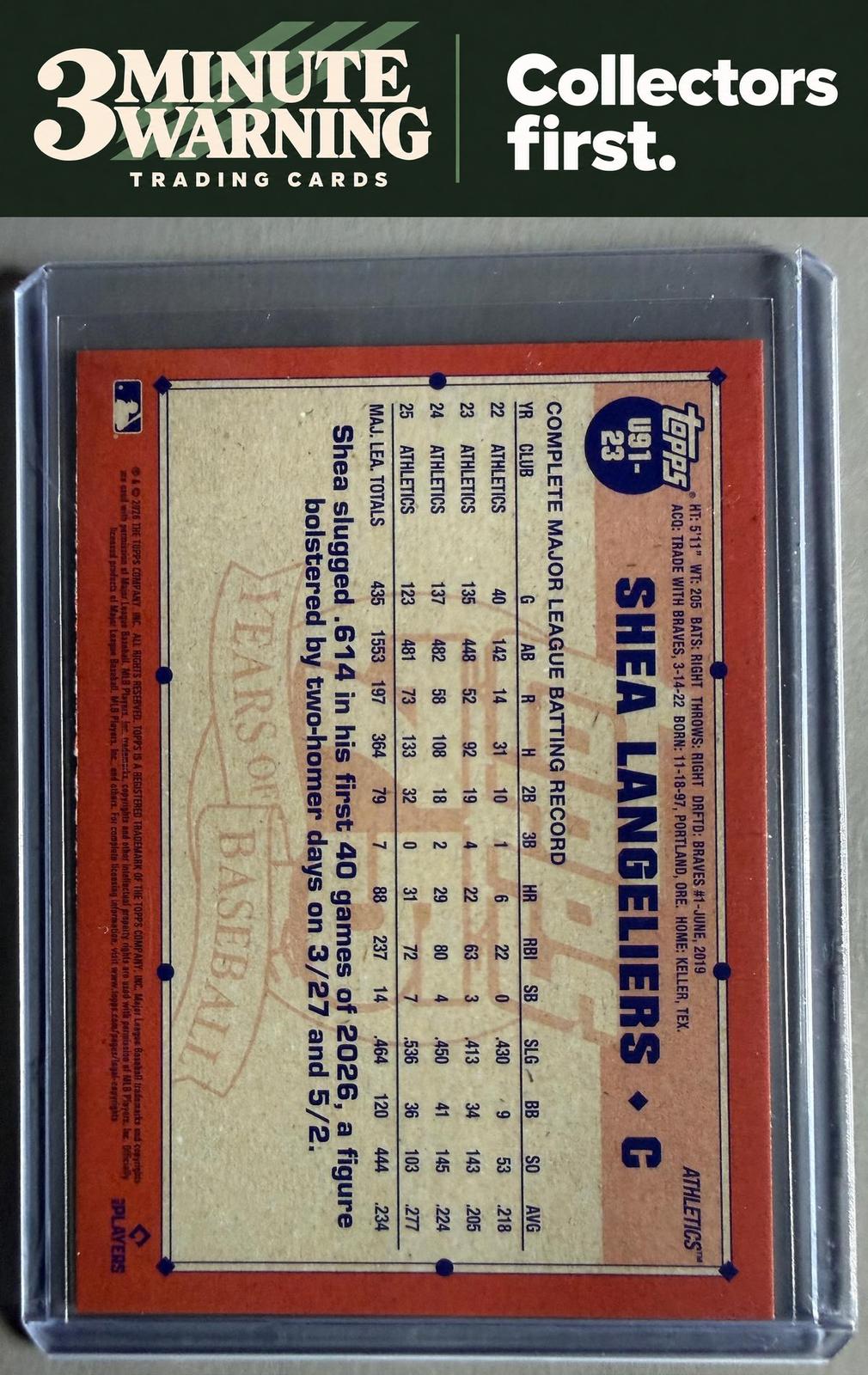 2026 Topps Update #U91-23 Shea Langeliers 1991 Topps Baseball 35th Anniversary