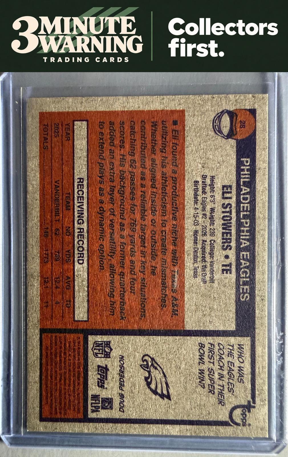 2026 Topps Heritage #28 Eli Stowers Dark Green Border