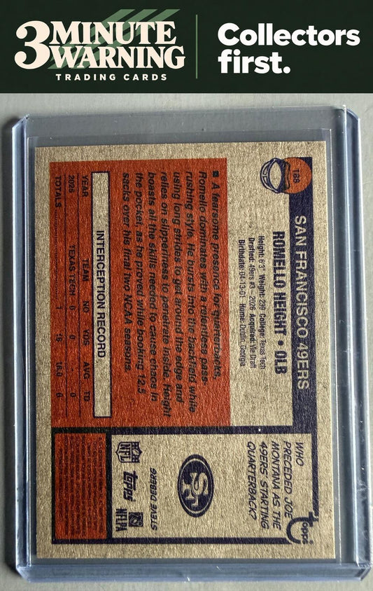 2026 Topps Heritage #188 Romello Height