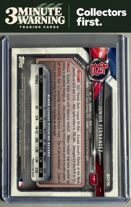 2018 Bowman #BCP96 Junior Fernandez Chrome Prospects