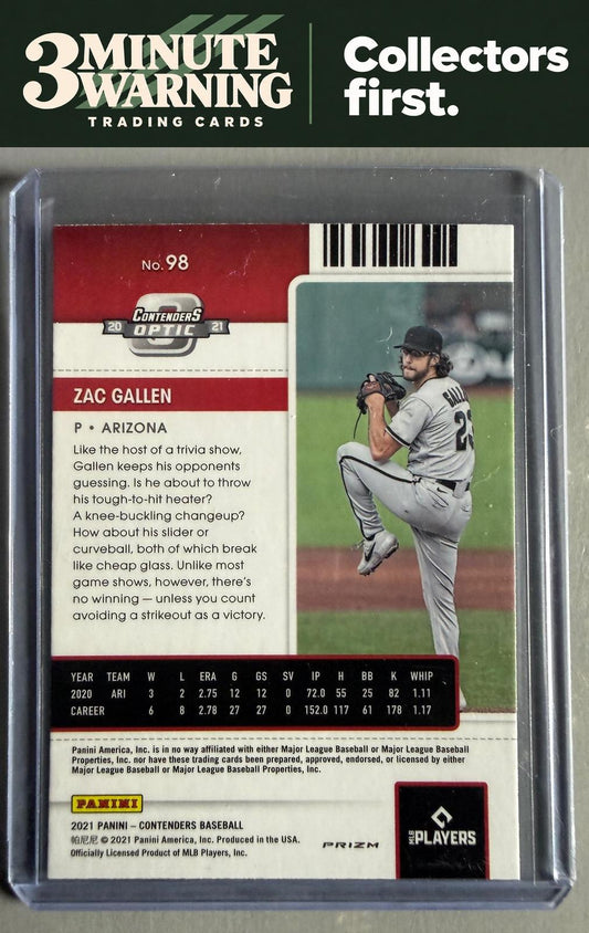 2021 Panini Contenders #98 Zac Gallen Optic Red Wave