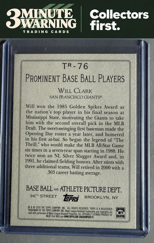 2020 Topps #TR-76 Will Clark Turkey Red 2020 (Series 2)