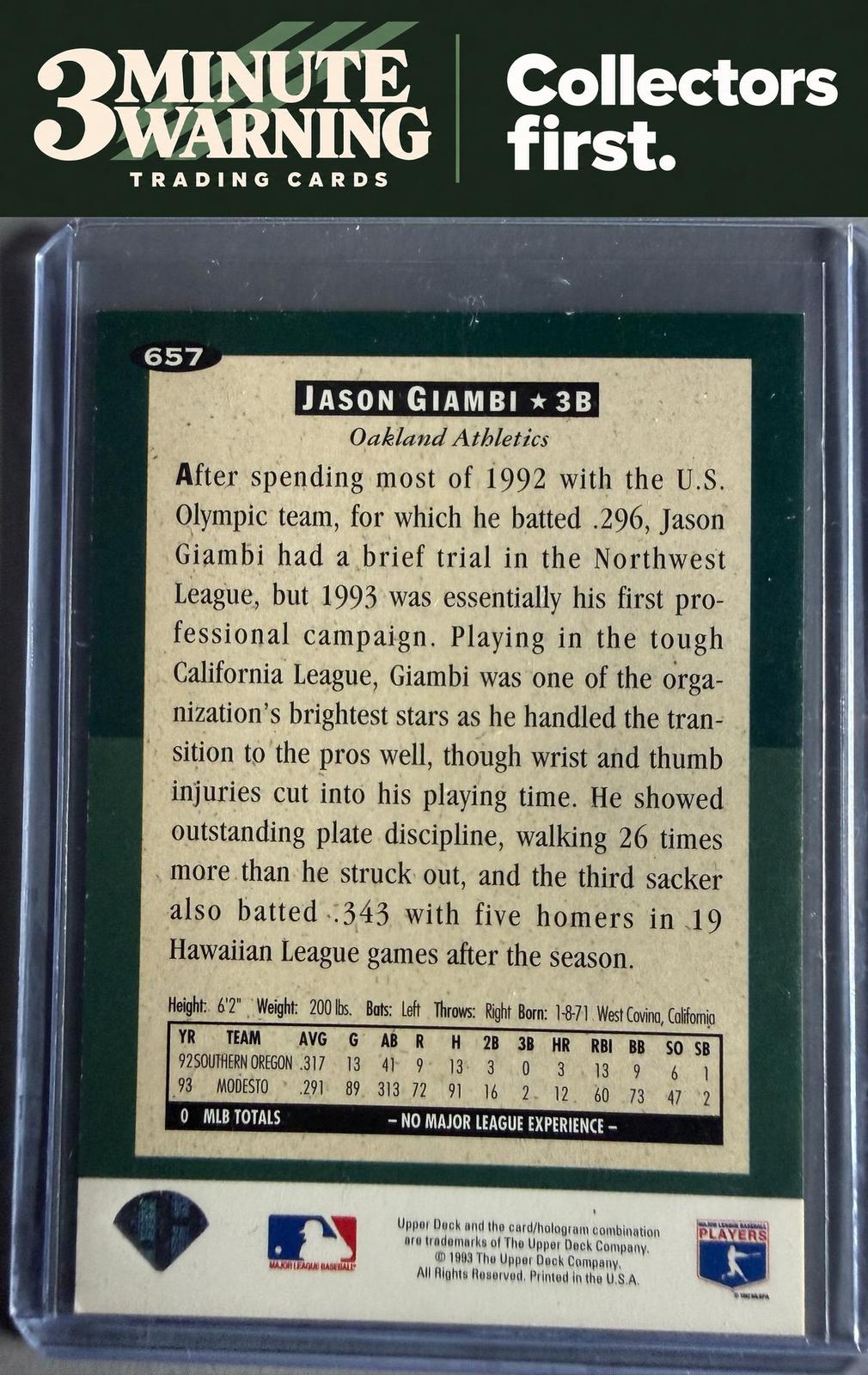 1994 Collector's Choice #657 Jason Giambi