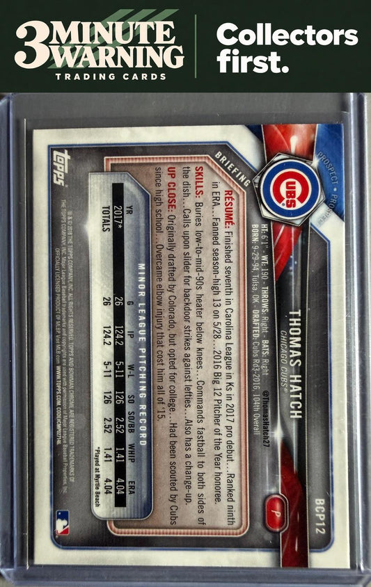 2018 Bowman #BCP12 Thomas Hatch Chrome Prospects