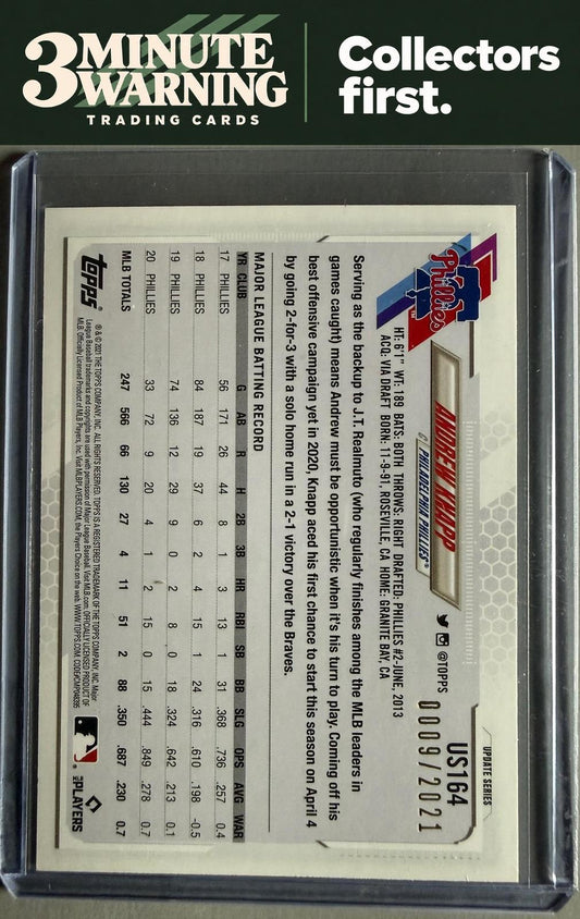 2021 Topps Update #US164 Andrew Knapp Gold #/2021