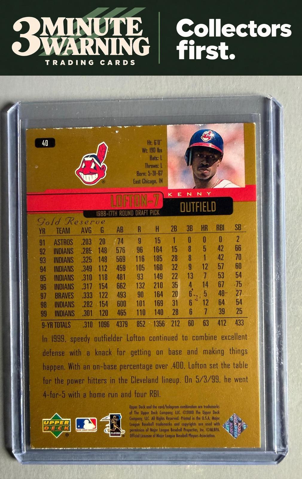 2000 Upper Deck Gold Reserve #40 Kenny Lofton