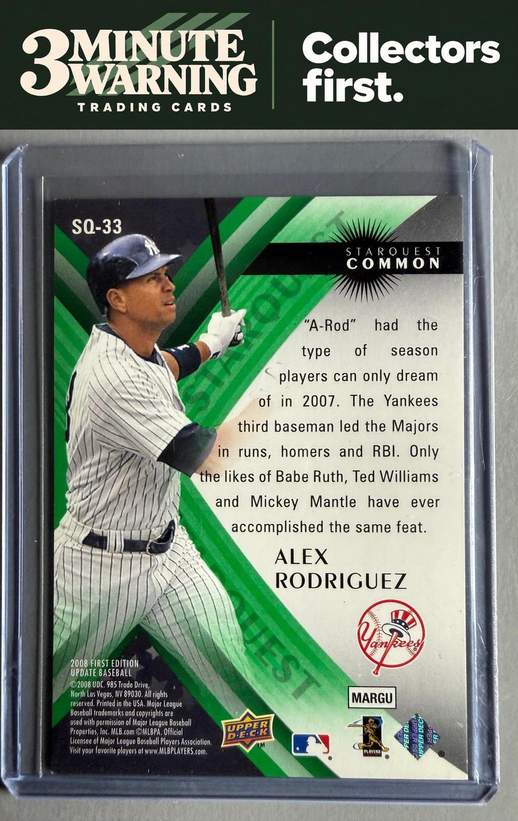 2008 Upper Deck First Edition #SQ-33 Alex Rodriguez StarQuest Green Common