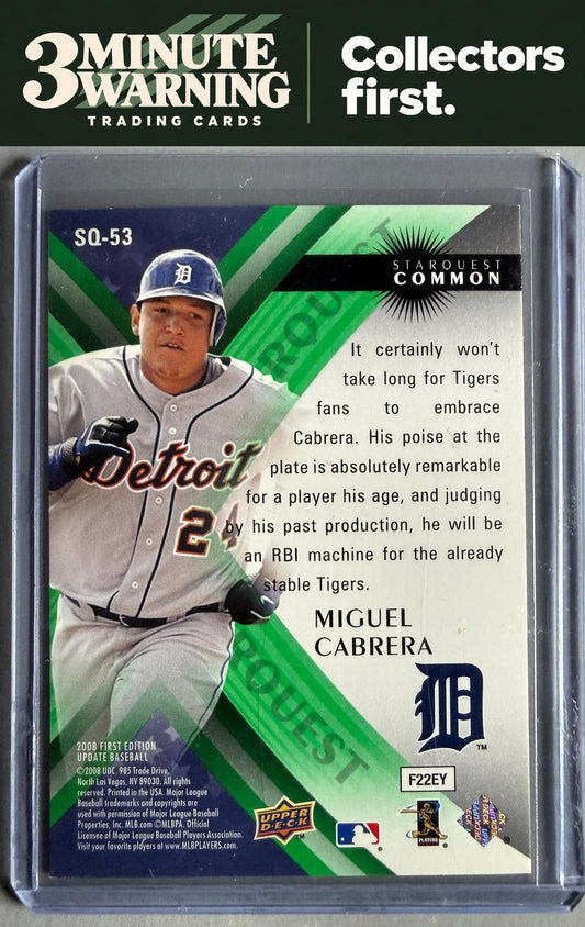2008 Upper Deck First Edition #SQ-53 Miguel Cabrera StarQuest Green Common
