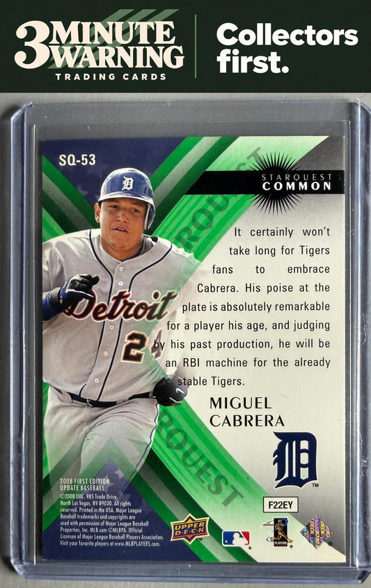 2008 Upper Deck First Edition #SQ-53 Miguel Cabrera StarQuest Green Common
