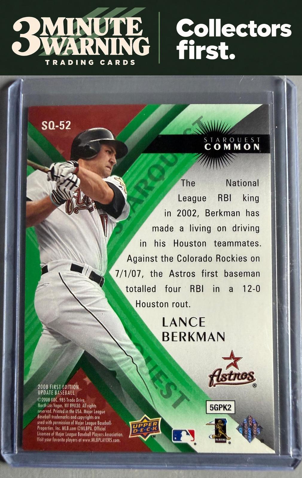 2008 Upper Deck First Edition #SQ-52 Lance Berkman StarQuest Green Common