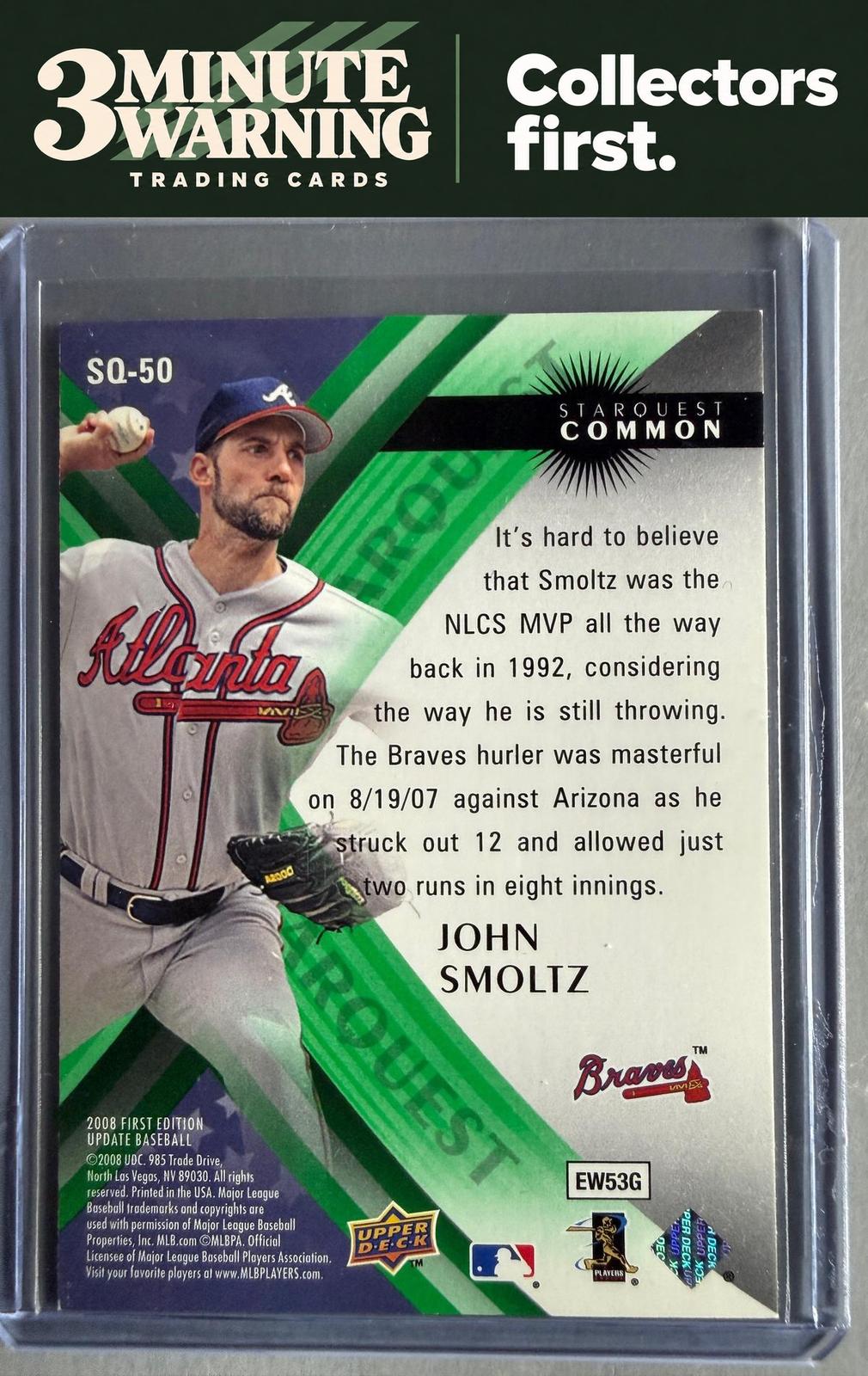 2008 Upper Deck First Edition #SQ-50 John Smoltz StarQuest Green Common