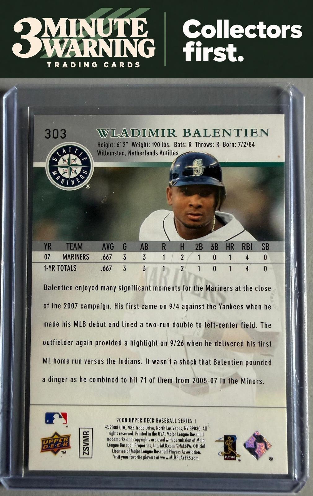 2008 Upper Deck #303 Wladimir Balentien