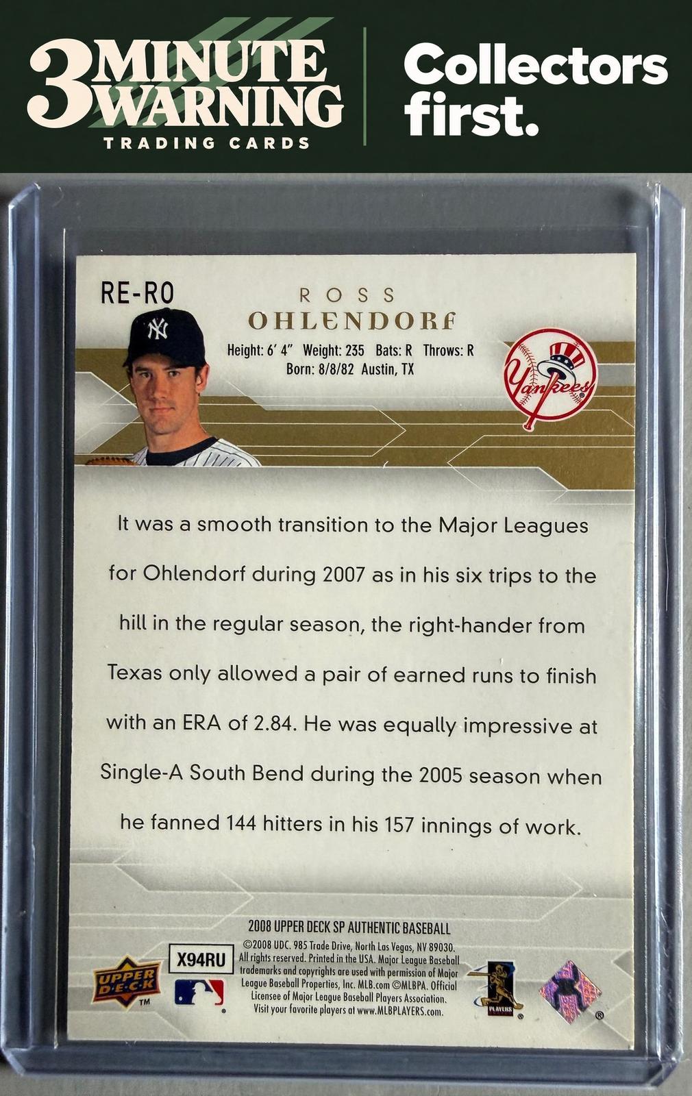 2008 SP Authentic #RE-RO Ross Ohlendorf Rookie Exclusives