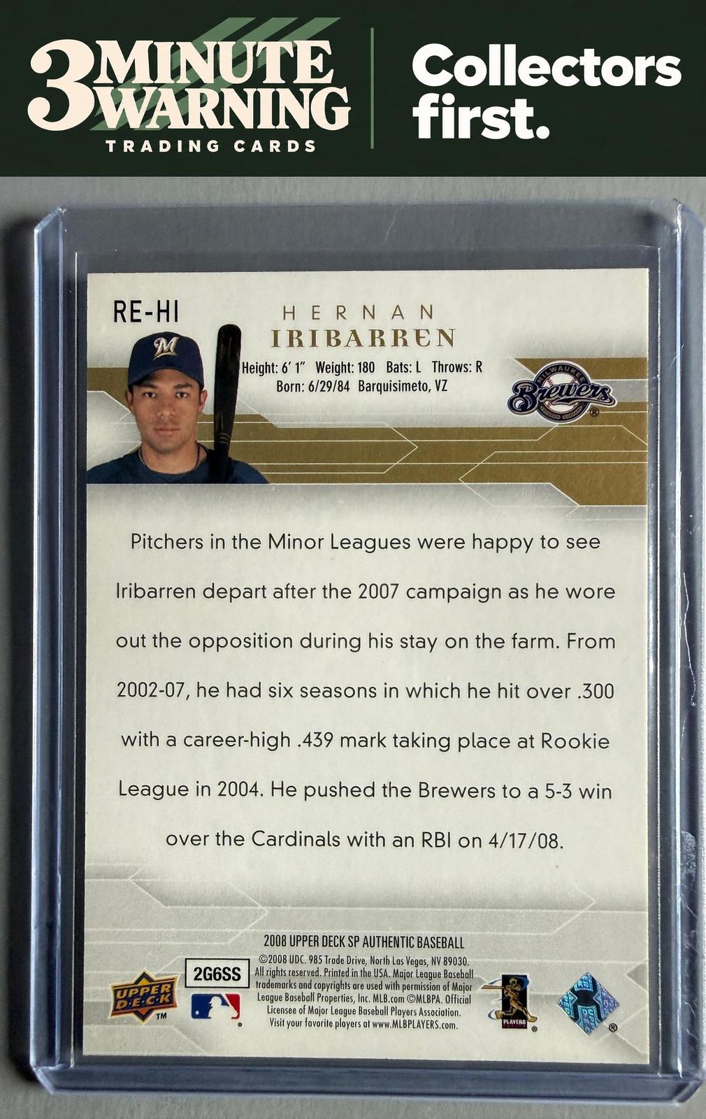 2008 SP Authentic #RE-HI Hernan Iribarren Rookie Exclusives