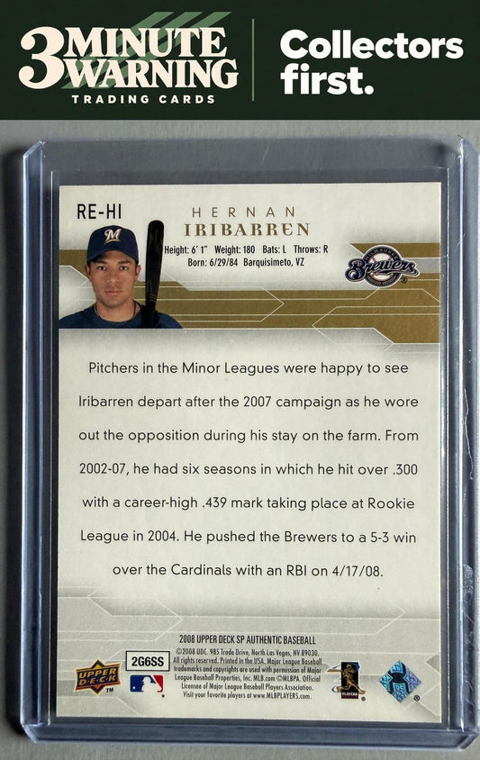 2008 SP Authentic #RE-HI Hernan Iribarren Rookie Exclusives
