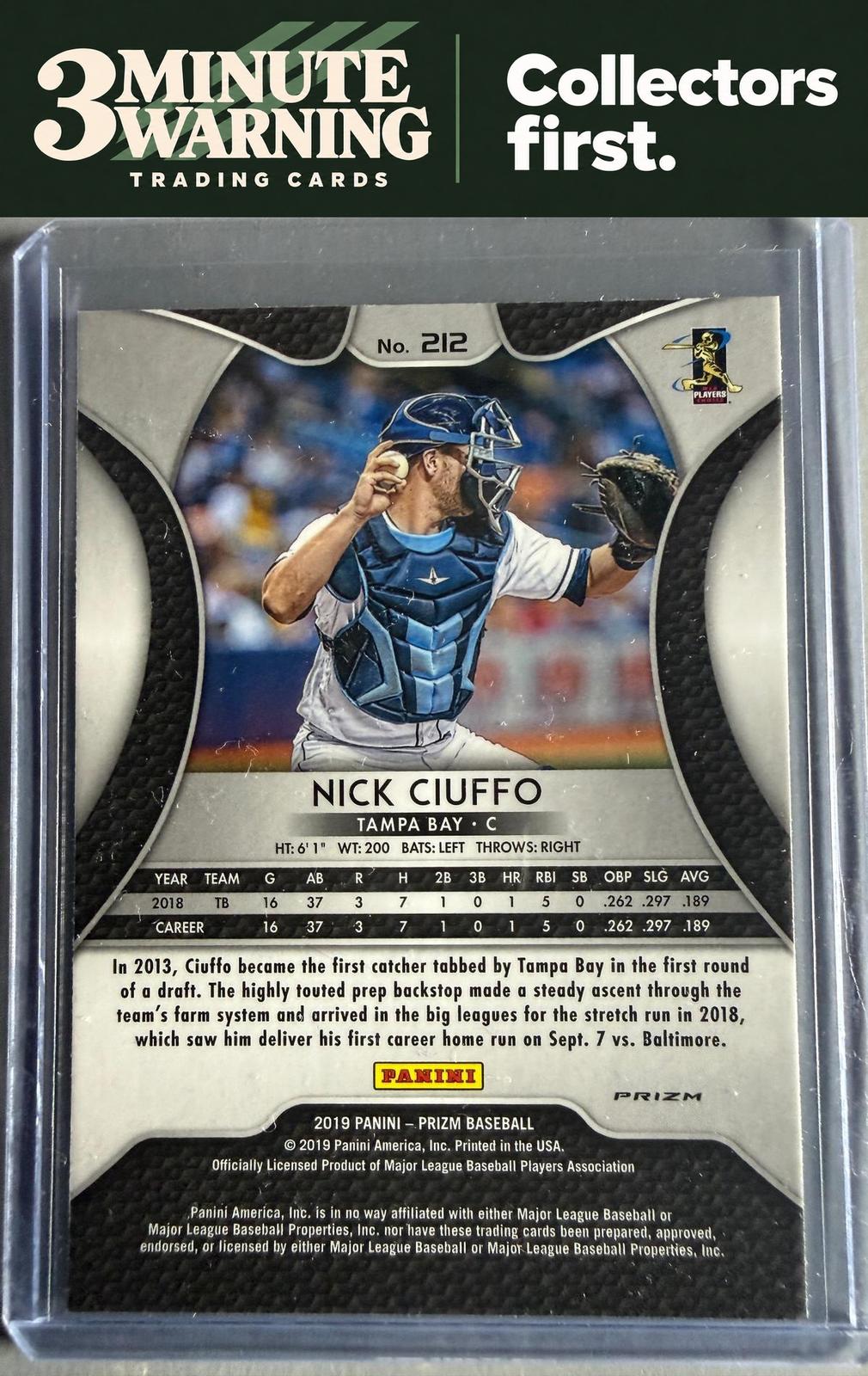 2019 Panini Prizm #212 Nick Ciuffo Purple Prizm