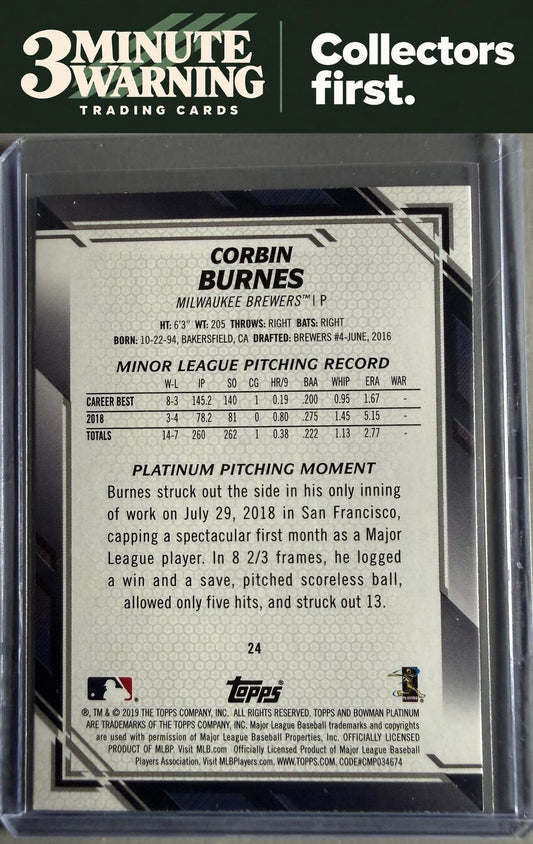 2019 Bowman Platinum #24 Corbin Burnes