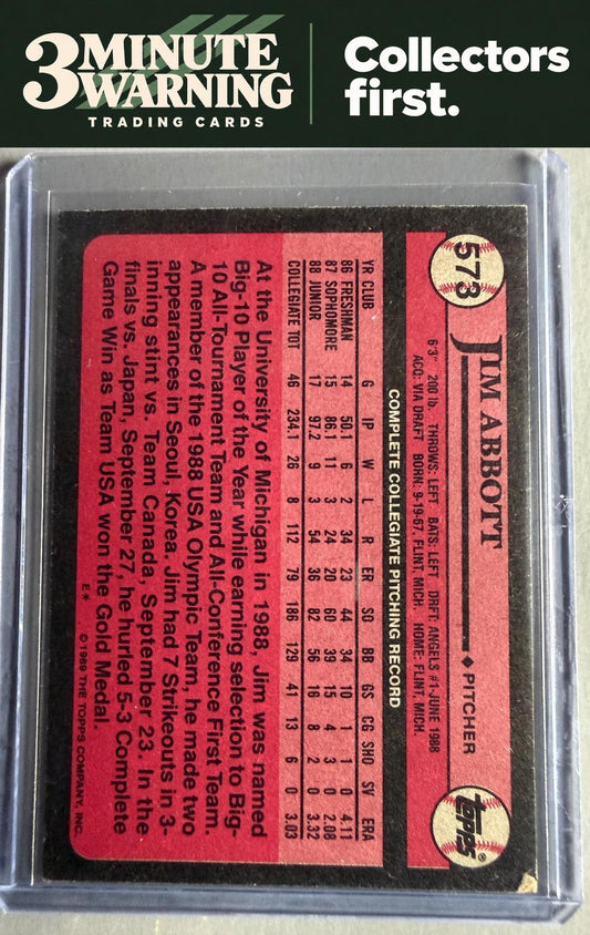 1989 Topps #573 Jim Abbott