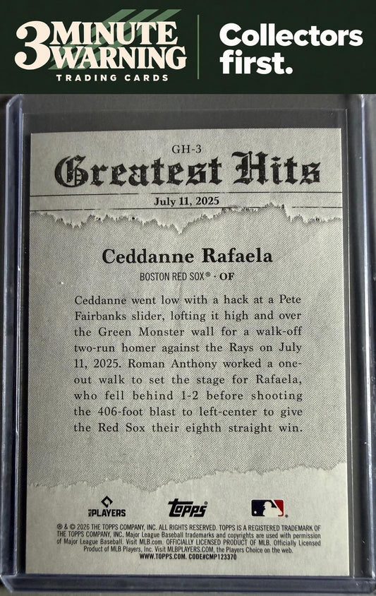 2026 Topps #GH-3 Ceddanne Rafaela 2025 Greatest Hits
