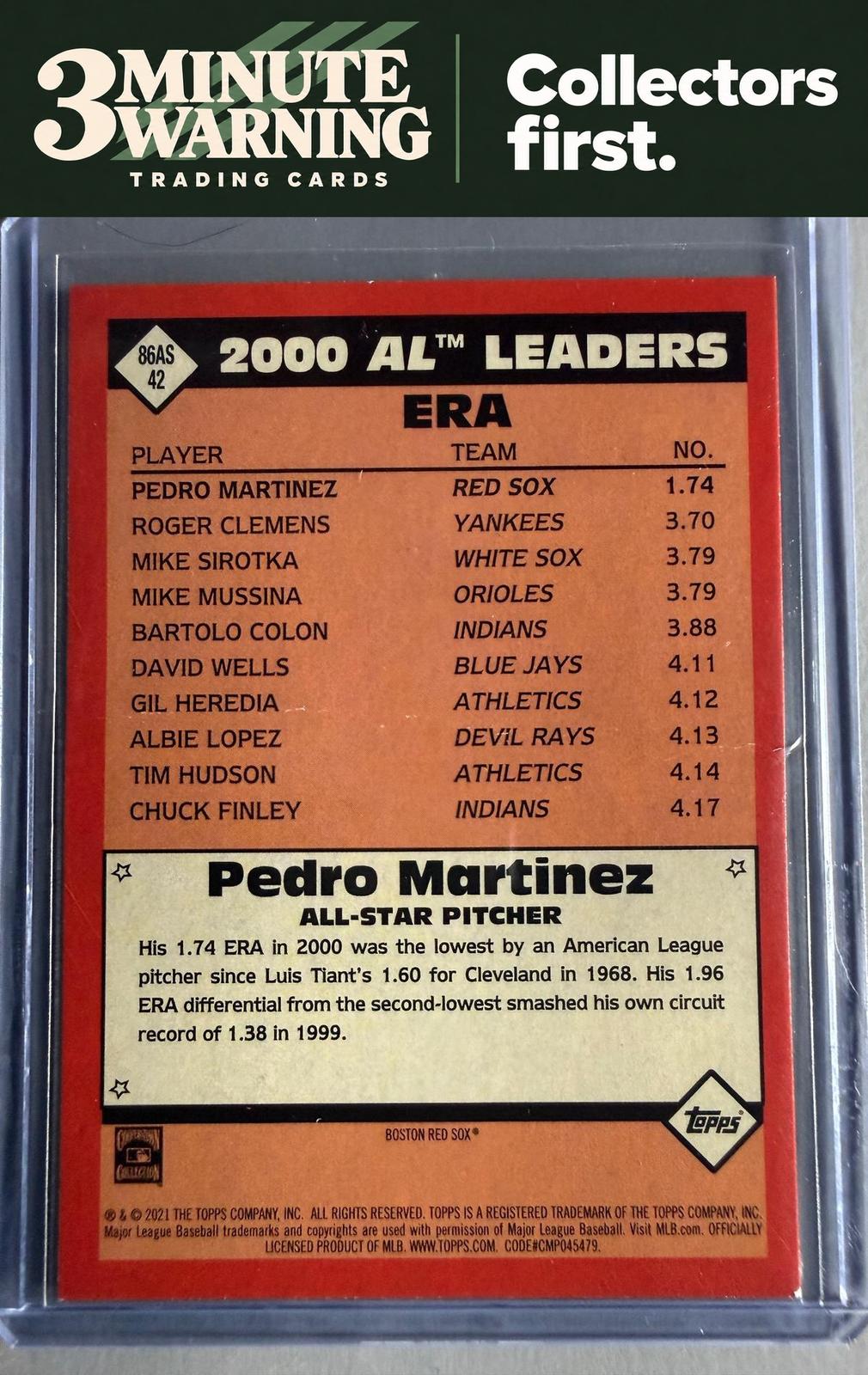 2021 Topps #86AS-42 Pedro Martinez 1986 Topps Baseball All-Stars
