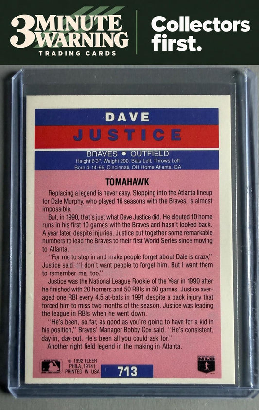 1992 Fleer #713 Dave Justice