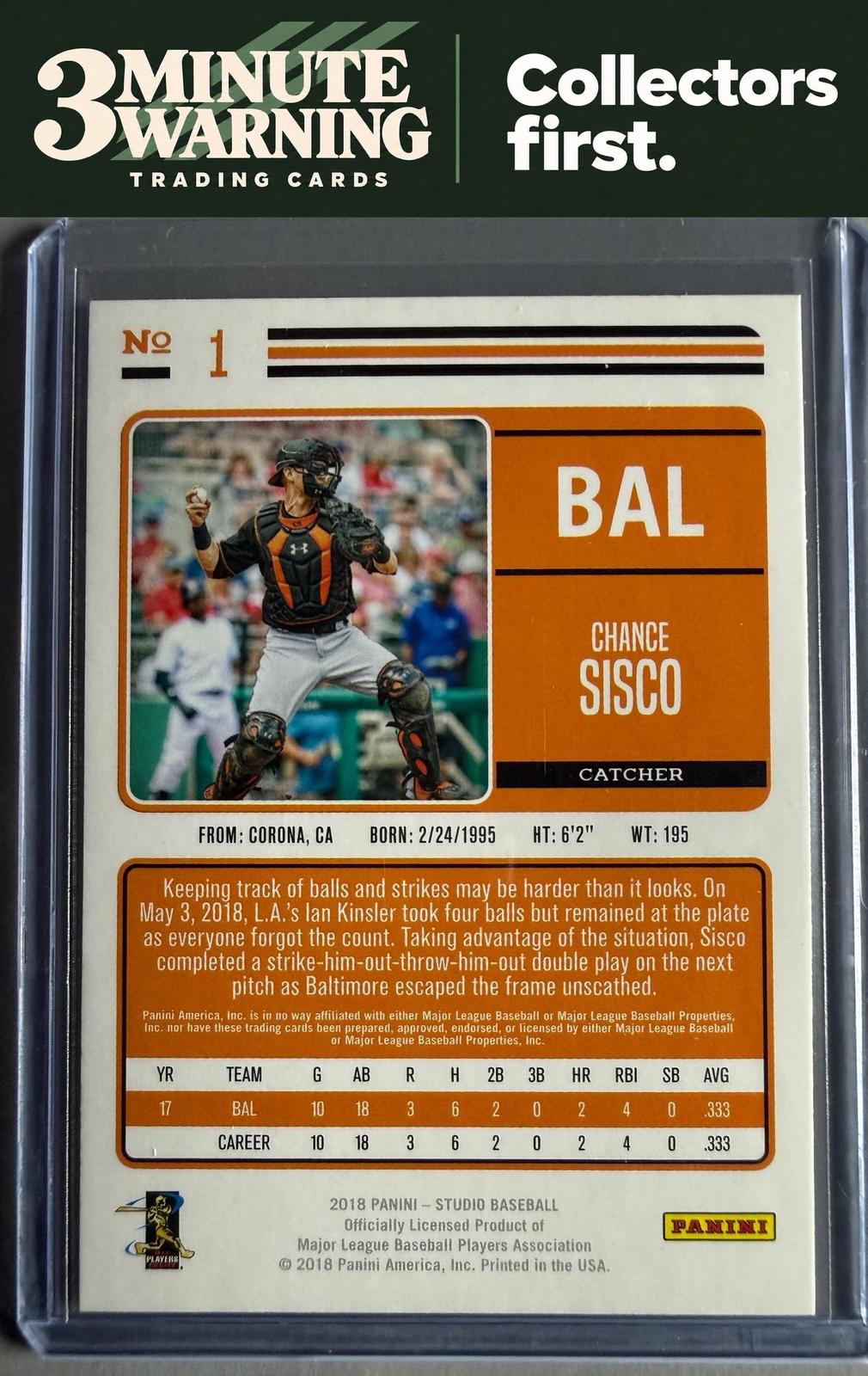 2018 Panini Chronicles #1 Chance Sisco Studio