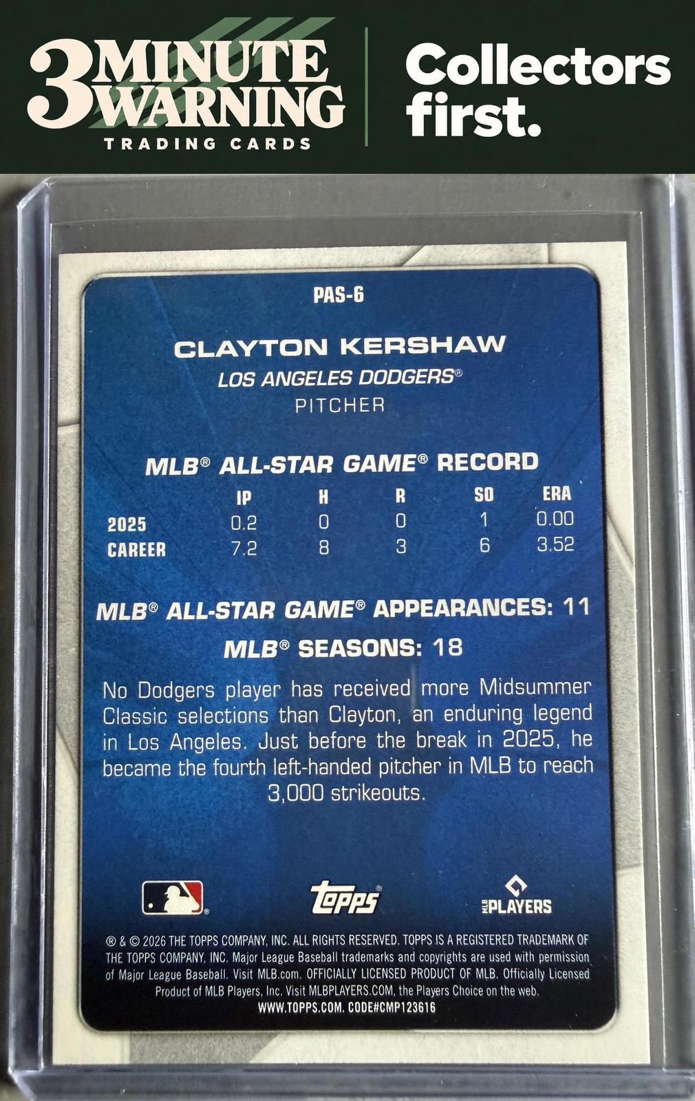 2026 Topps #PAS-6 Clayton Kershaw Perennial All-Stars
