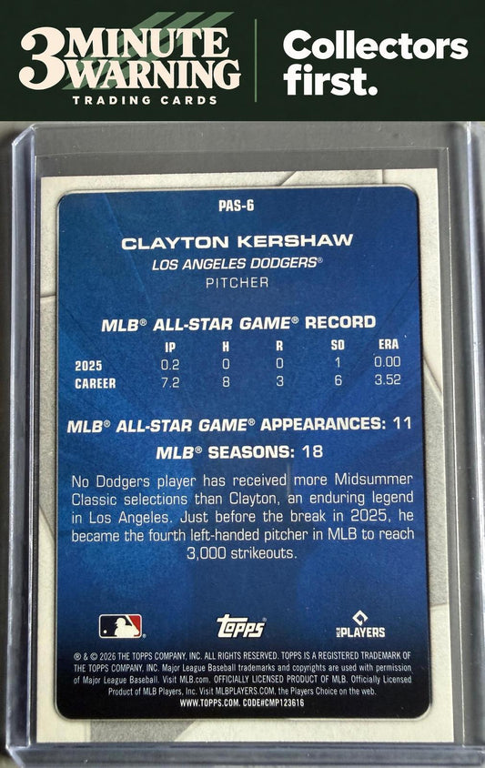 2026 Topps #PAS-6 Clayton Kershaw Perennial All-Stars