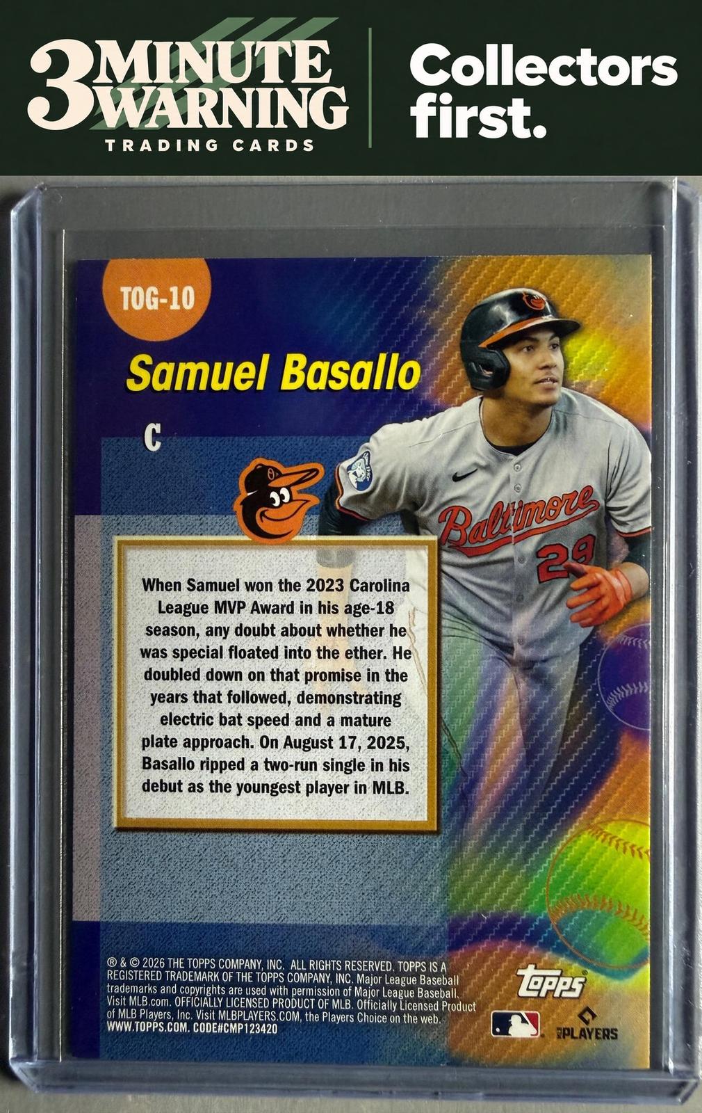 2026 Topps #TOG-10 Samuel Basallo Titans of the Game