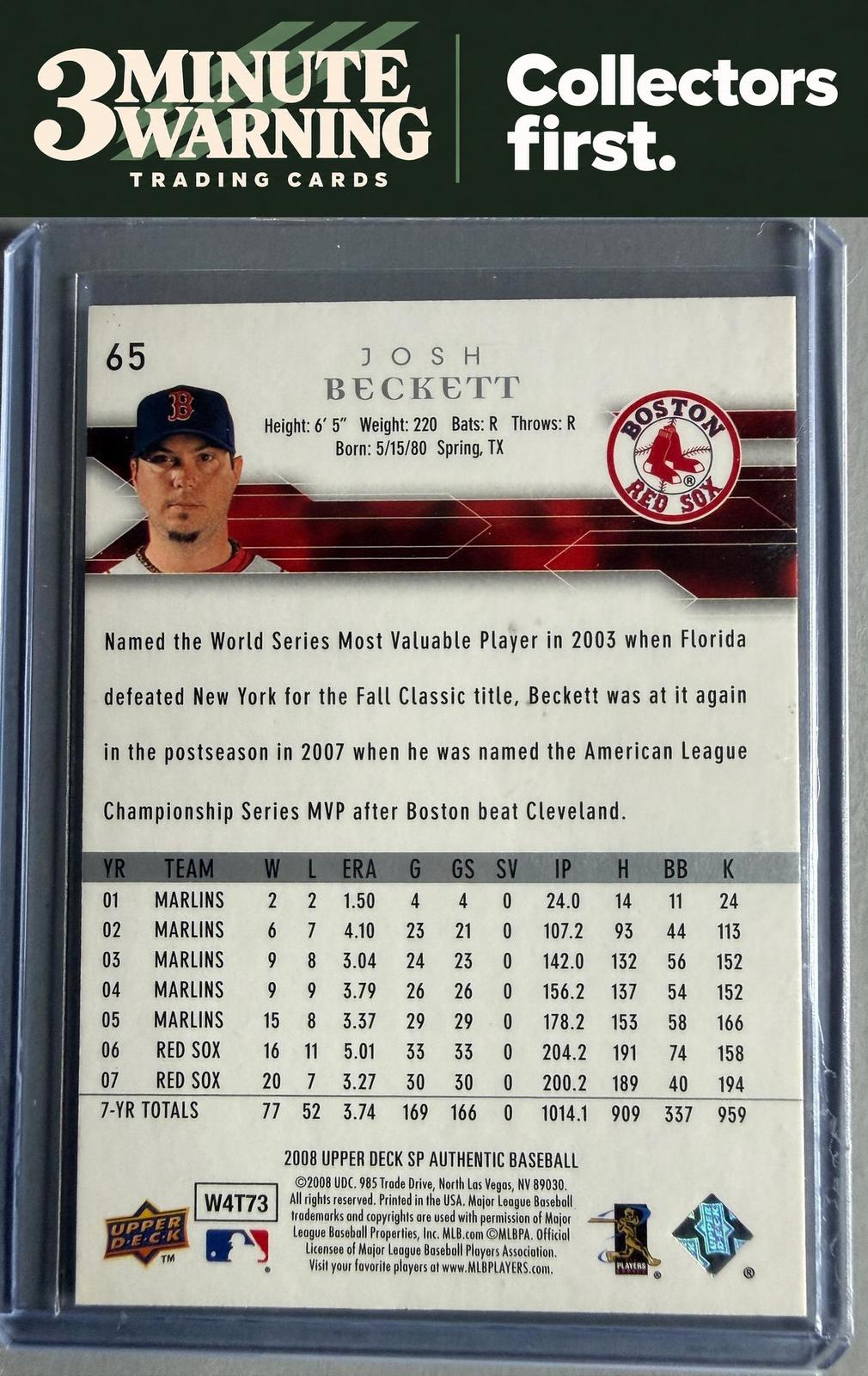 2008 SP Authentic #65 Josh Beckett