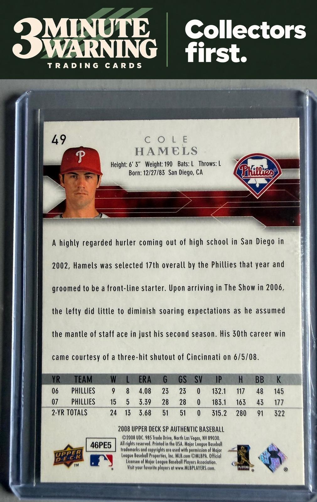 2008 SP Authentic #49 Cole Hamels