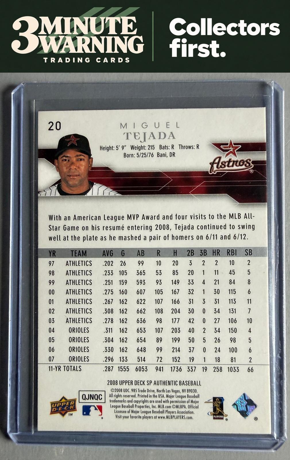 2008 SP Authentic #20 Miguel Tejada