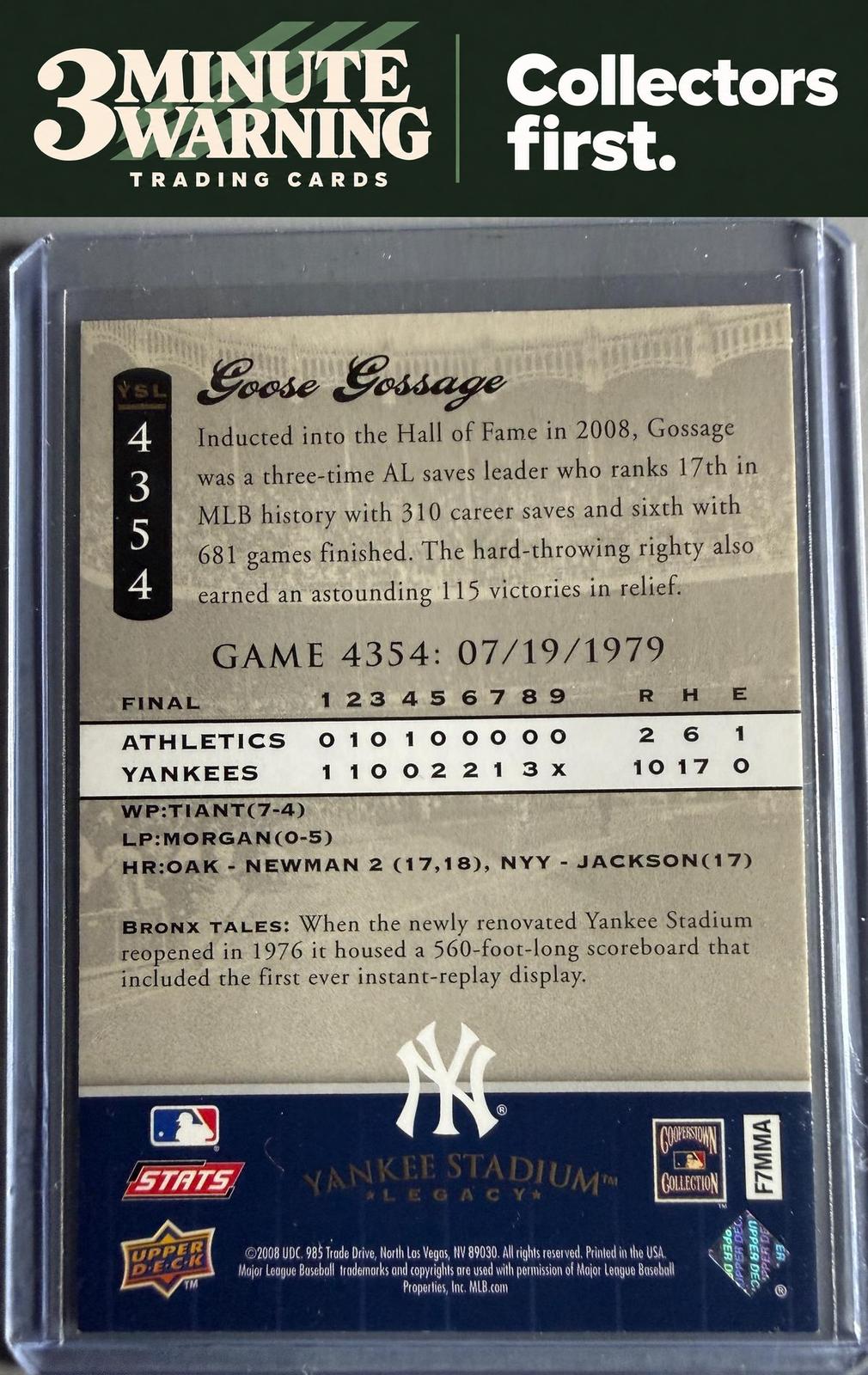 2008 Upper Deck Yankee Stadium Legacy #4354 Rich Gossage