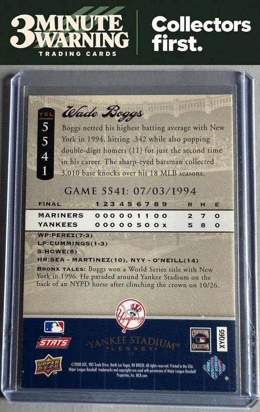 2008 Upper Deck Yankee Stadium Legacy #5541 Wade Boggs