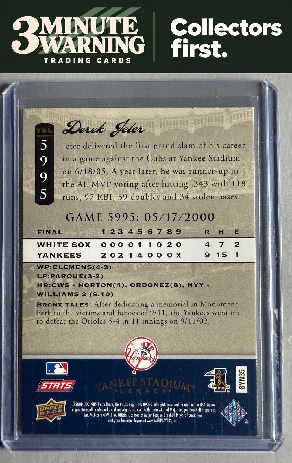 2008 Upper Deck Yankee Stadium Legacy #5995 Derek Jeter