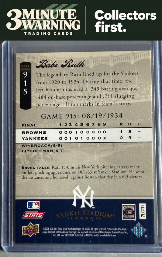 2008 Upper Deck Yankee Stadium Legacy #915 Babe Ruth