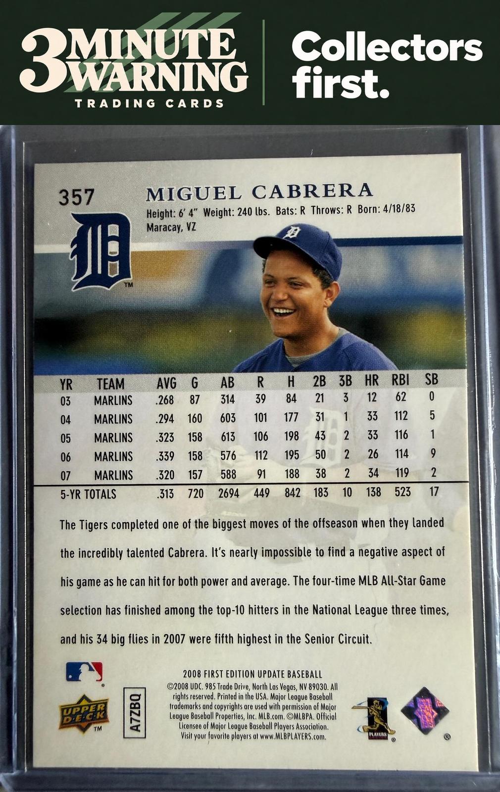 2008 Upper Deck First Edition #357 Miguel Cabrera